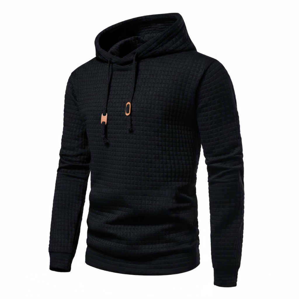 Jacquard Check Pullover Hoodie With Hoodie For Casual And Training Wear