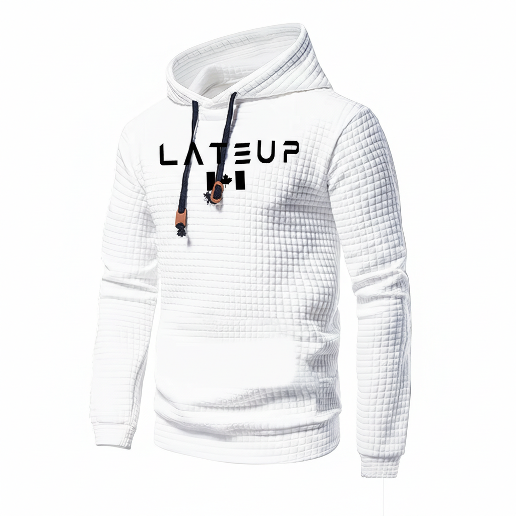 Jacquard Check Pullover Hoodie With Hoodie For Casual And Training Wear