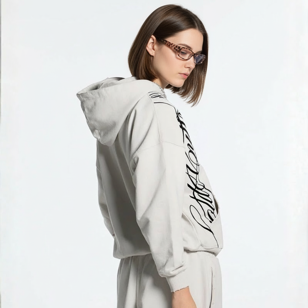 Full Zip Hoodie With Graphic Print