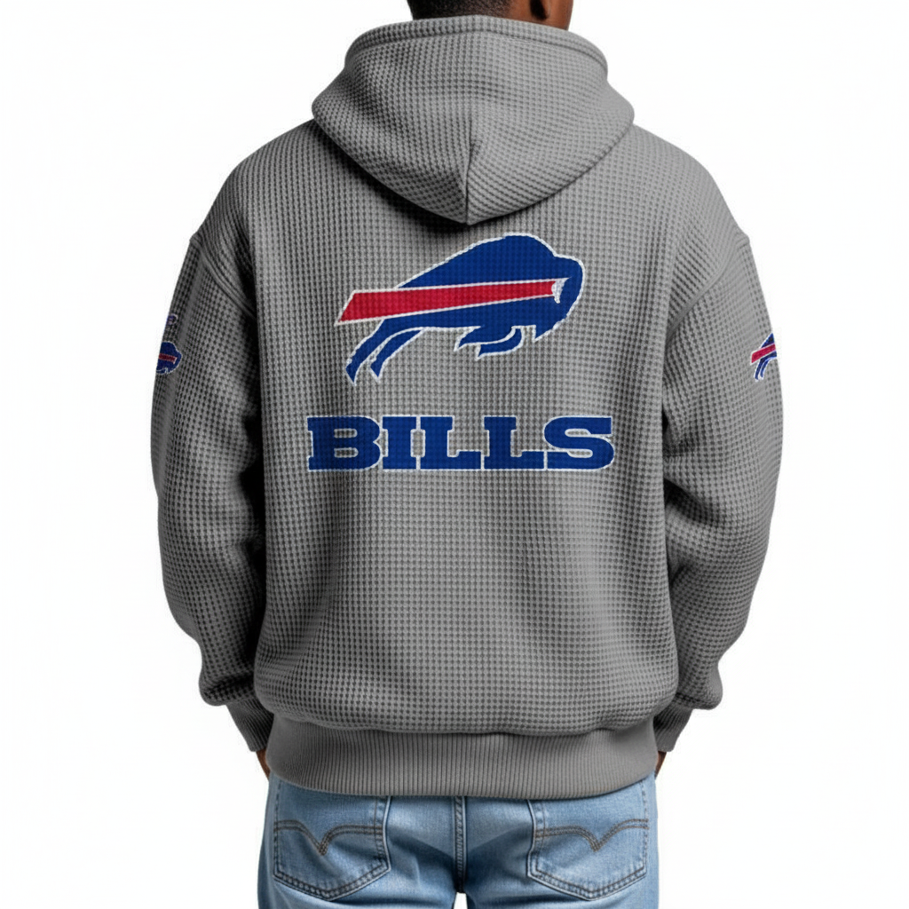 Buffalo Bills EST 1959 Printed Waffle Quarter Zip Football Fan Hoodie