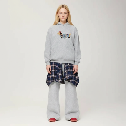 Cartoon Dog Print Oversized Pullover Hoodie For Men