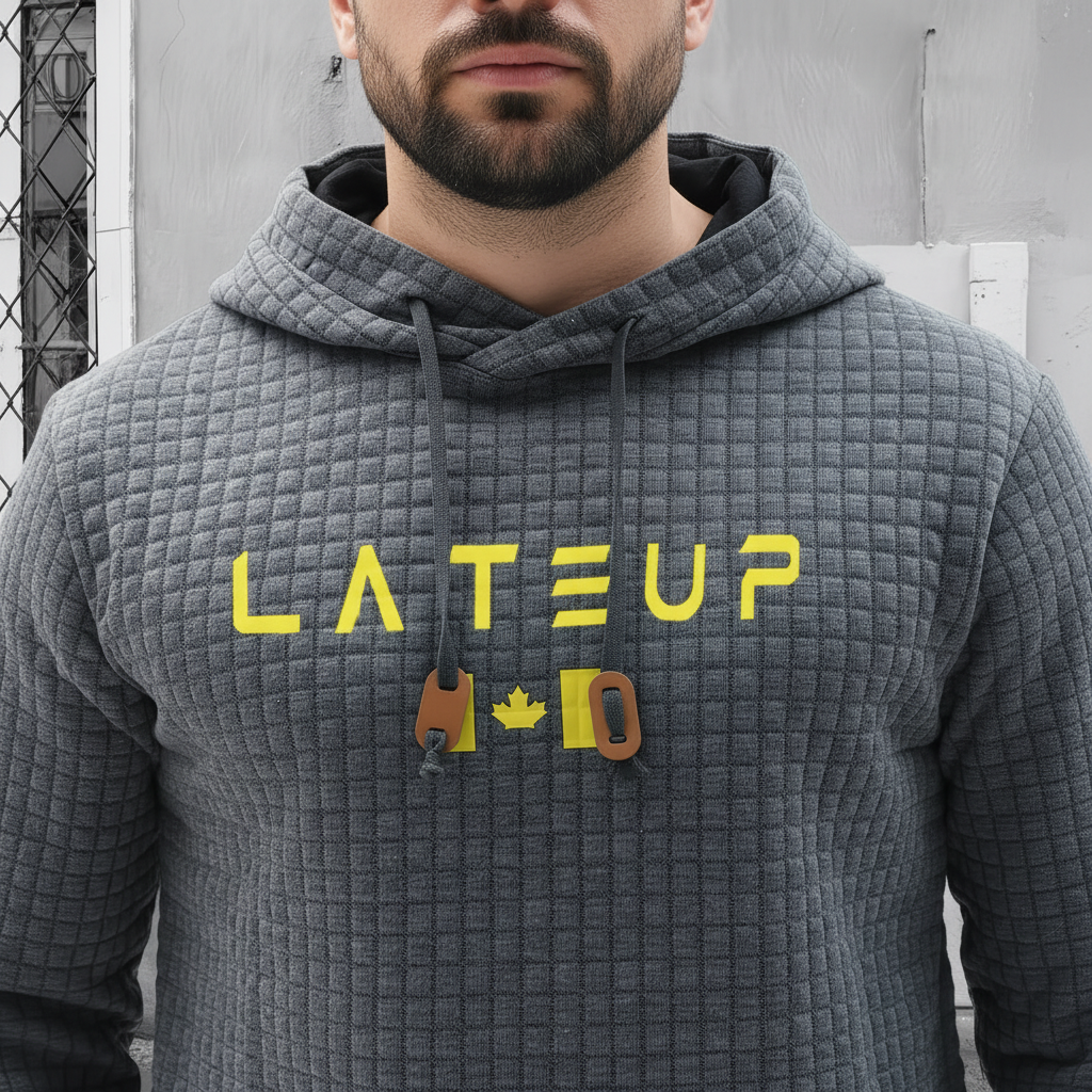 Jacquard Check Pullover Hoodie With Hoodie For Casual And Training Wear