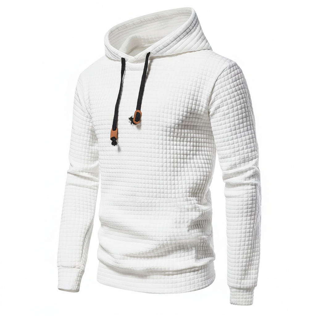 Jacquard Check Pullover Hoodie With Hoodie For Casual And Training Wear