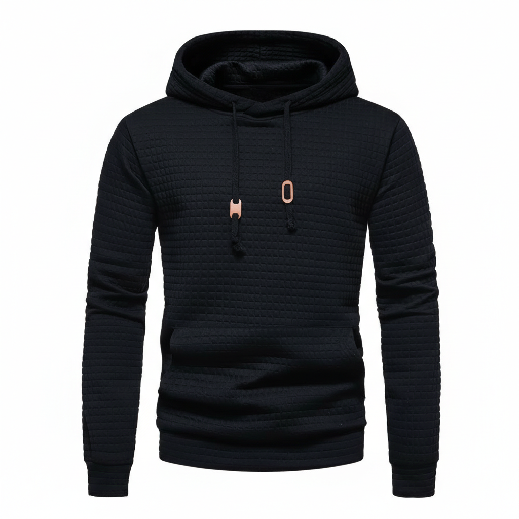Jacquard Check Pullover Hoodie With Hoodie For Casual And Training Wear