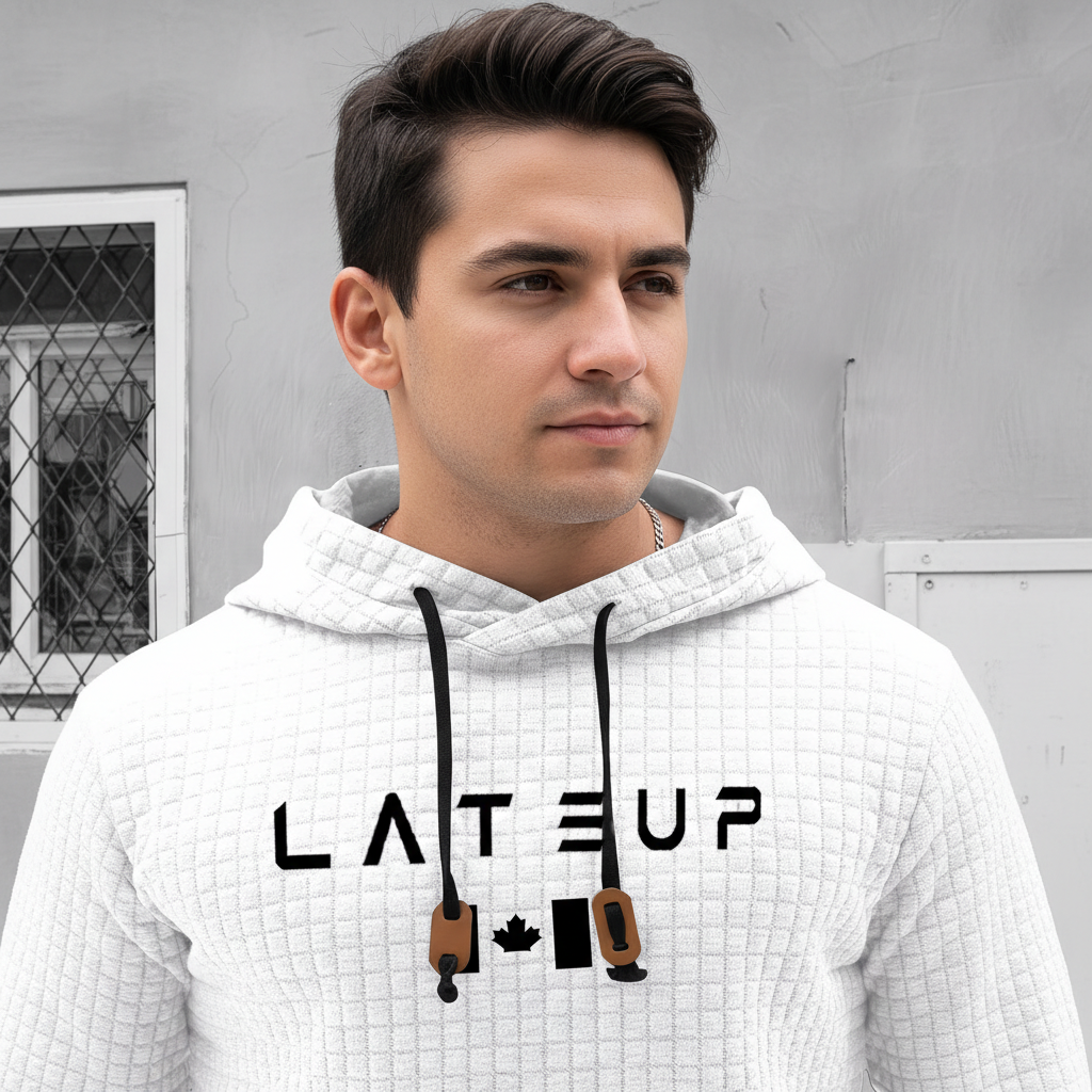 Jacquard Check Pullover Hoodie With Hoodie For Casual And Training Wear