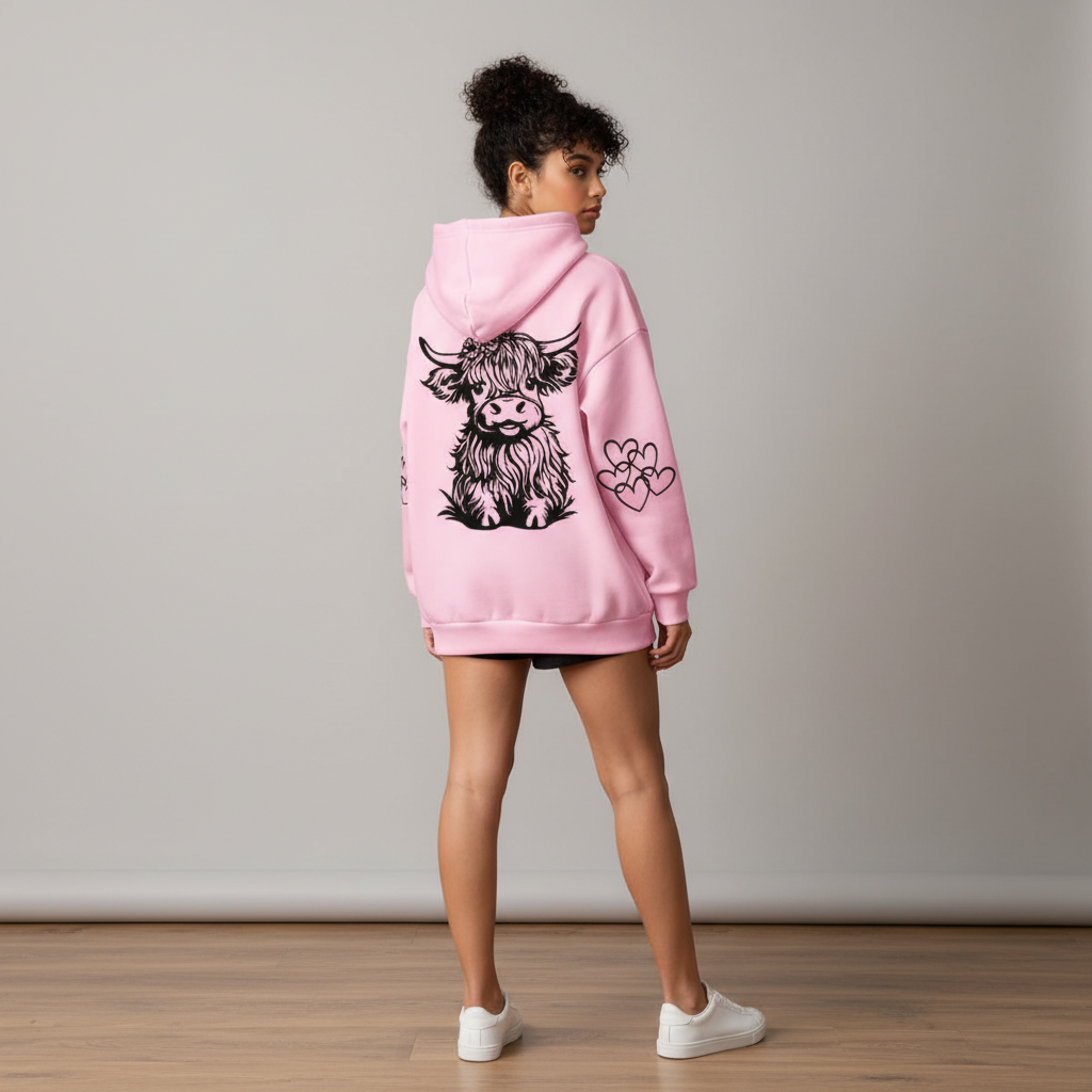 Casual Plus Size Cow Print Hooded Pullover Sweatshirt