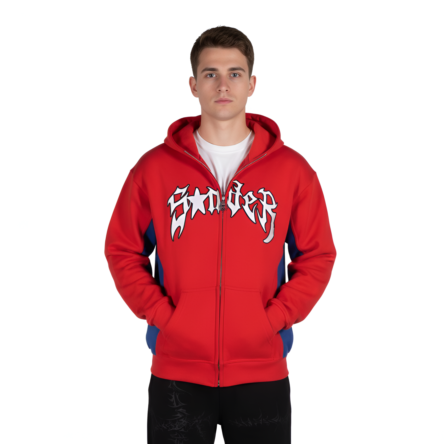 Full Zip Hoodie With Spider Mask Design