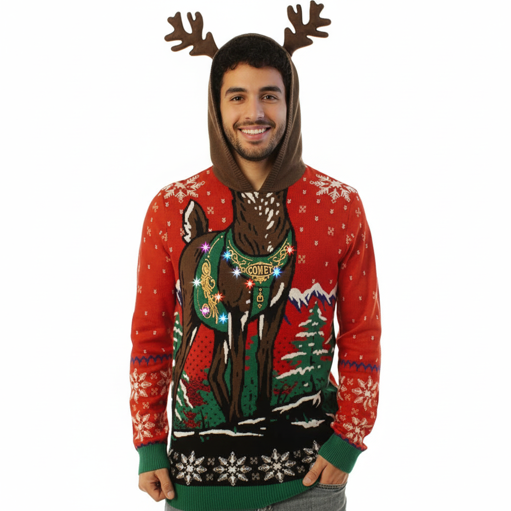 Christmas Sweater With LED Lights For Holiday Party