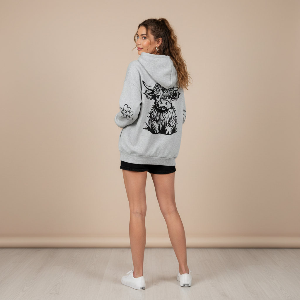 Casual Plus Size Cow Print Hooded Pullover Sweatshirt