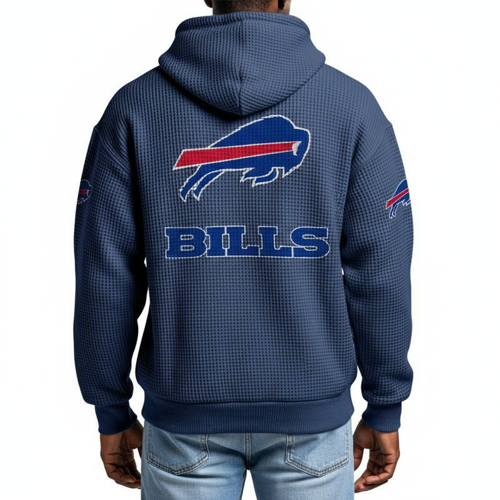 Buffalo Bills EST 1959 Printed Waffle Quarter Zip Football Fan Hoodie