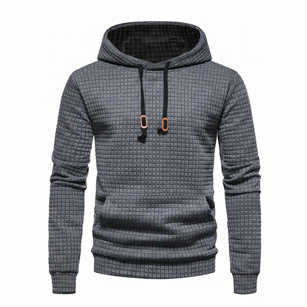 Jacquard Check Pullover Hoodie With Hoodie For Casual And Training Wear