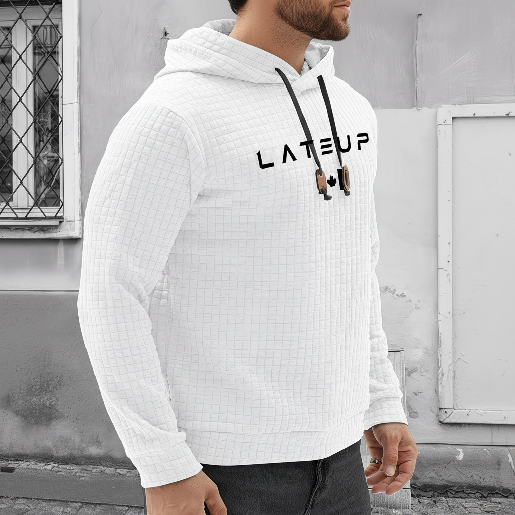 Jacquard Check Pullover Hoodie With Hoodie For Casual And Training Wear