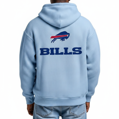 Buffalo Bills EST 1959 Printed Waffle Quarter Zip Football Fan Hoodie