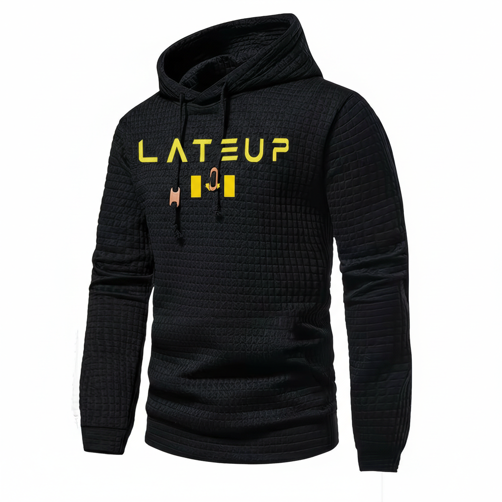 Jacquard Check Pullover Hoodie With Hoodie For Casual And Training Wear