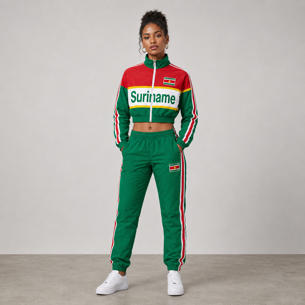 World Cup 2026 Themed Suriname Football Fan Sweatshirt And Jogger Set