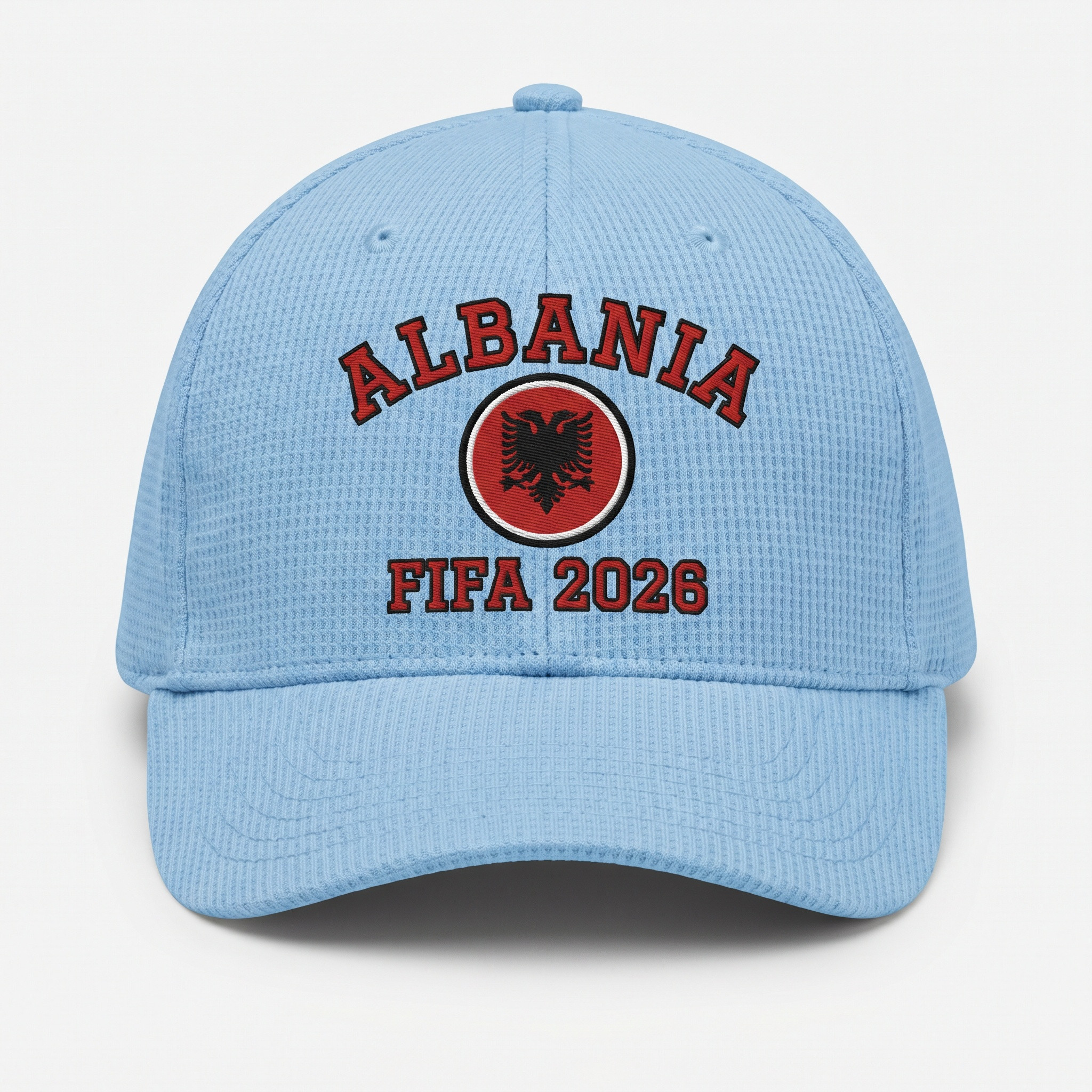 FIFA 2026 Albania waffle knit football fan cap light blue