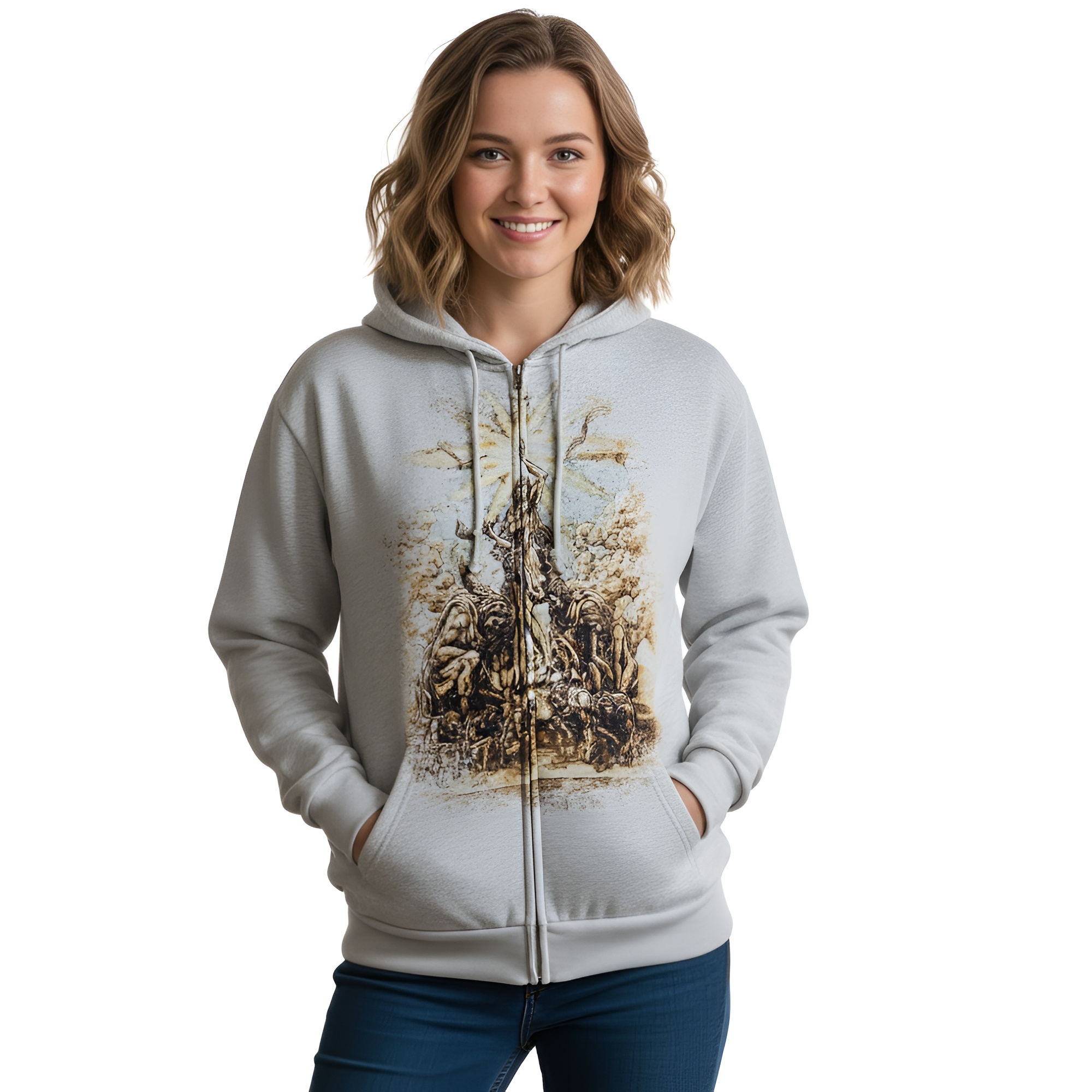 Zip Up Hoodie With Graphic Print