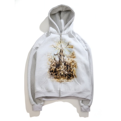 Zip Up Hoodie With Graphic Print