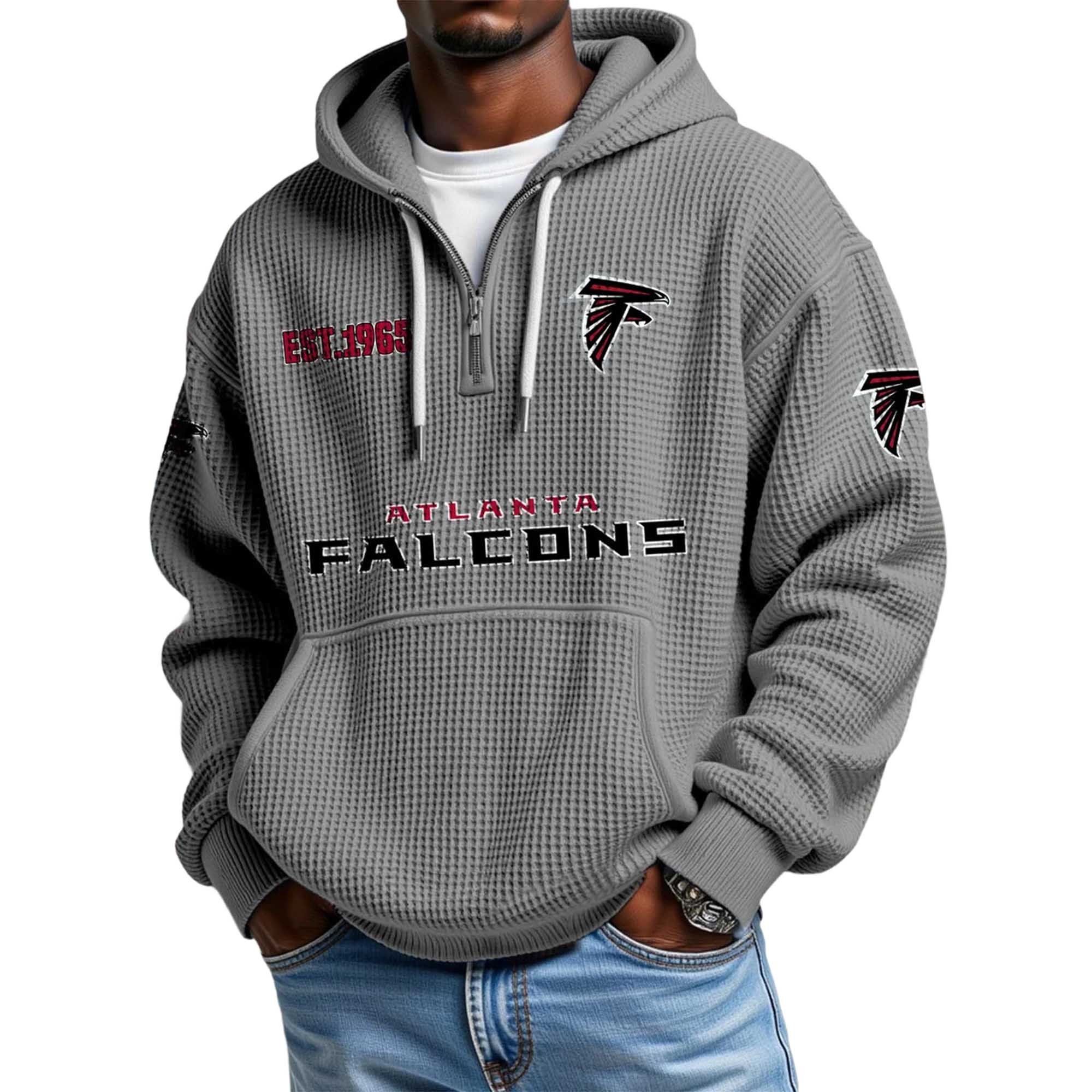 Falcons EST 1965 Quarter Zip Waffle Hoodie