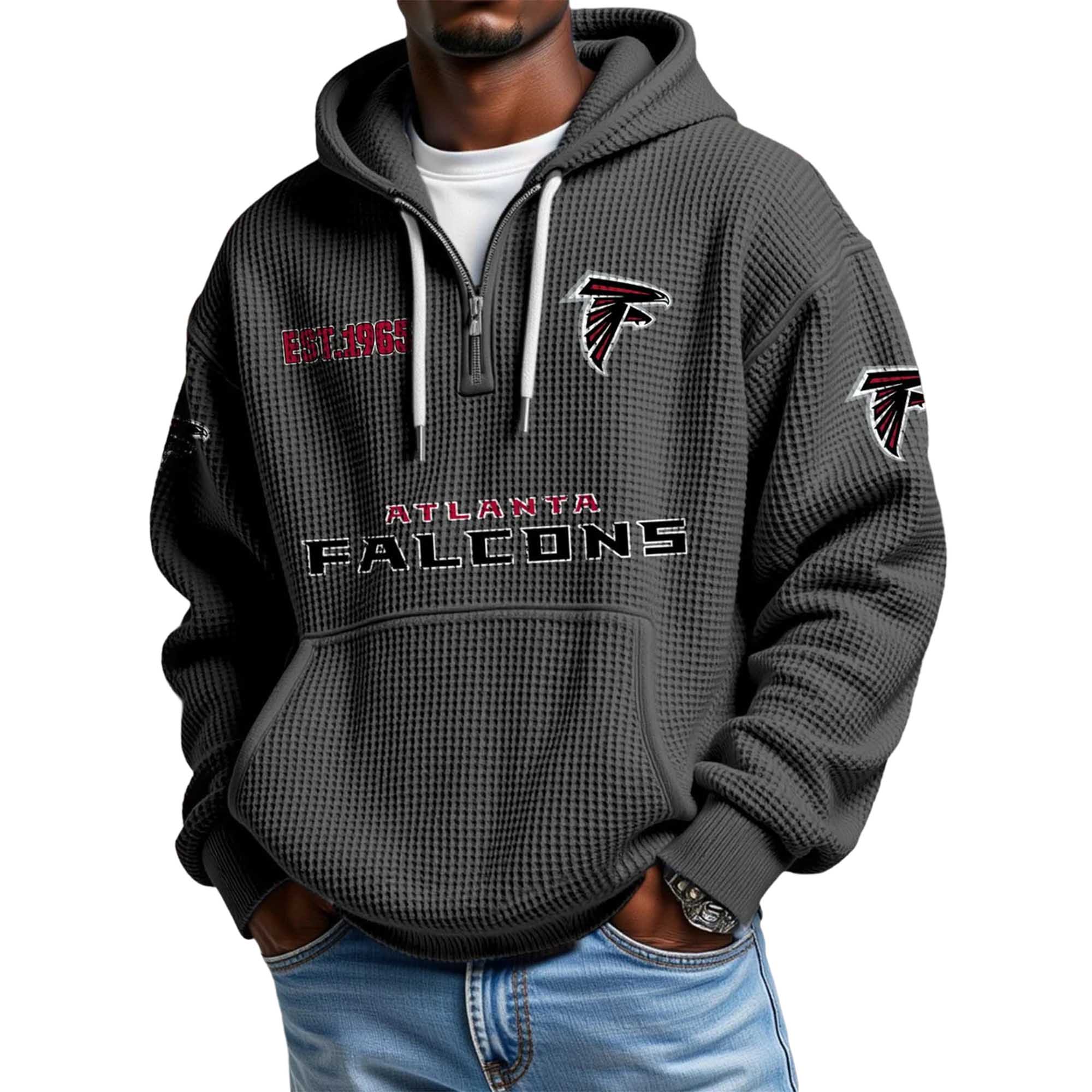 Falcons EST 1965 Quarter Zip Waffle Hoodie