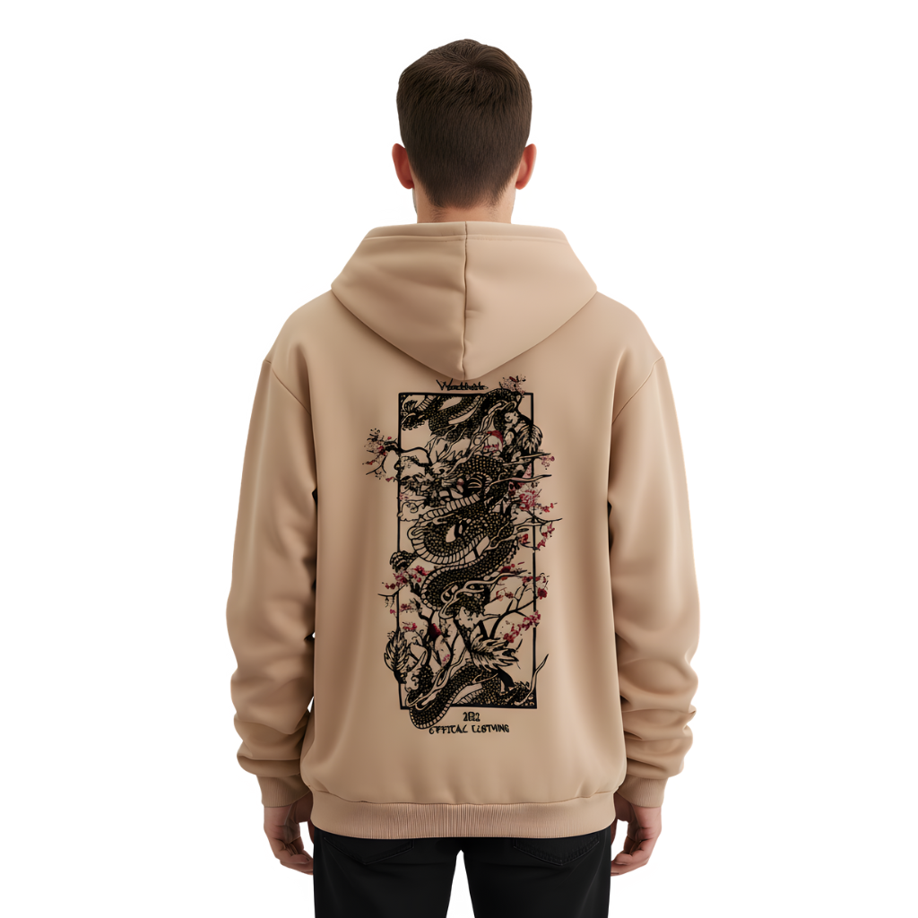 Dragon Pattern Print Hooded Sweatshirt For Men