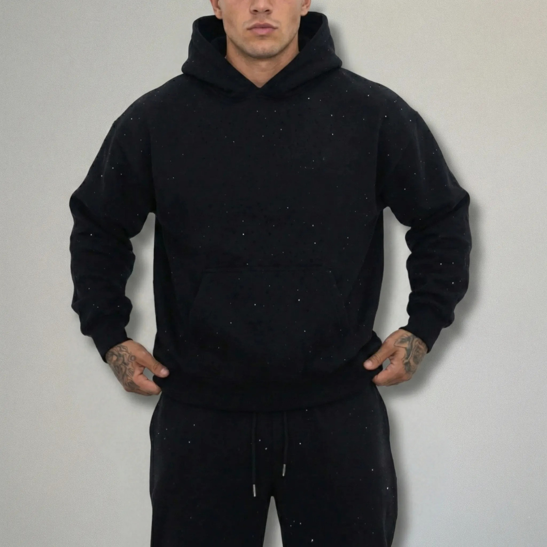 Rhinestone Detail Pullover Hoodie With Hood