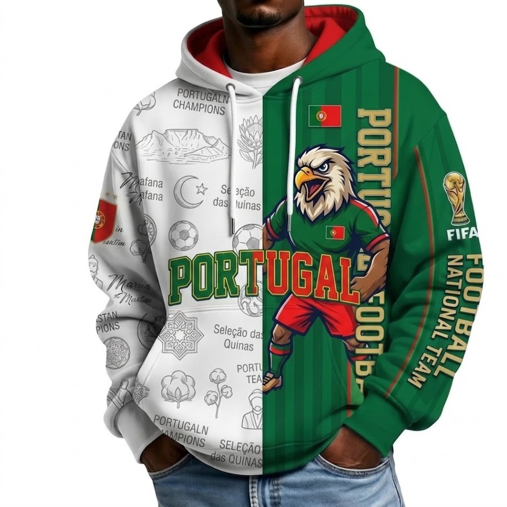 FIFA 2026 Portugal Football Themed All Over Printed Hoodie