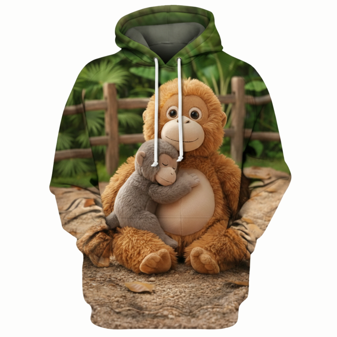 Mama And Punch Monkey Hooded Pullover Sweatshirt