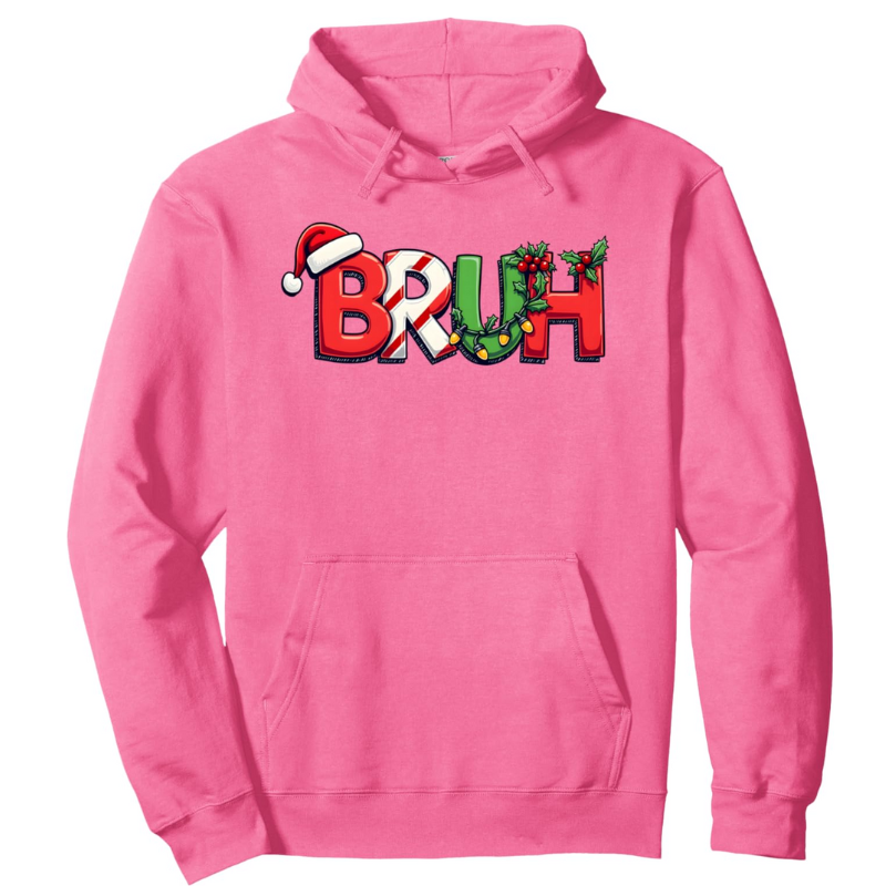 Funny Christmas Bruh Printed Pullover Hoodie