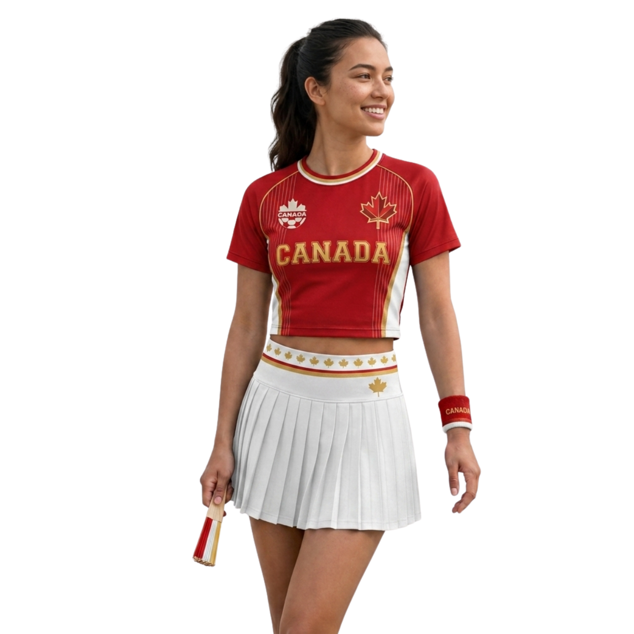 FIFA 2026 Canada Football Themed Two Piece Skirt Set For Women