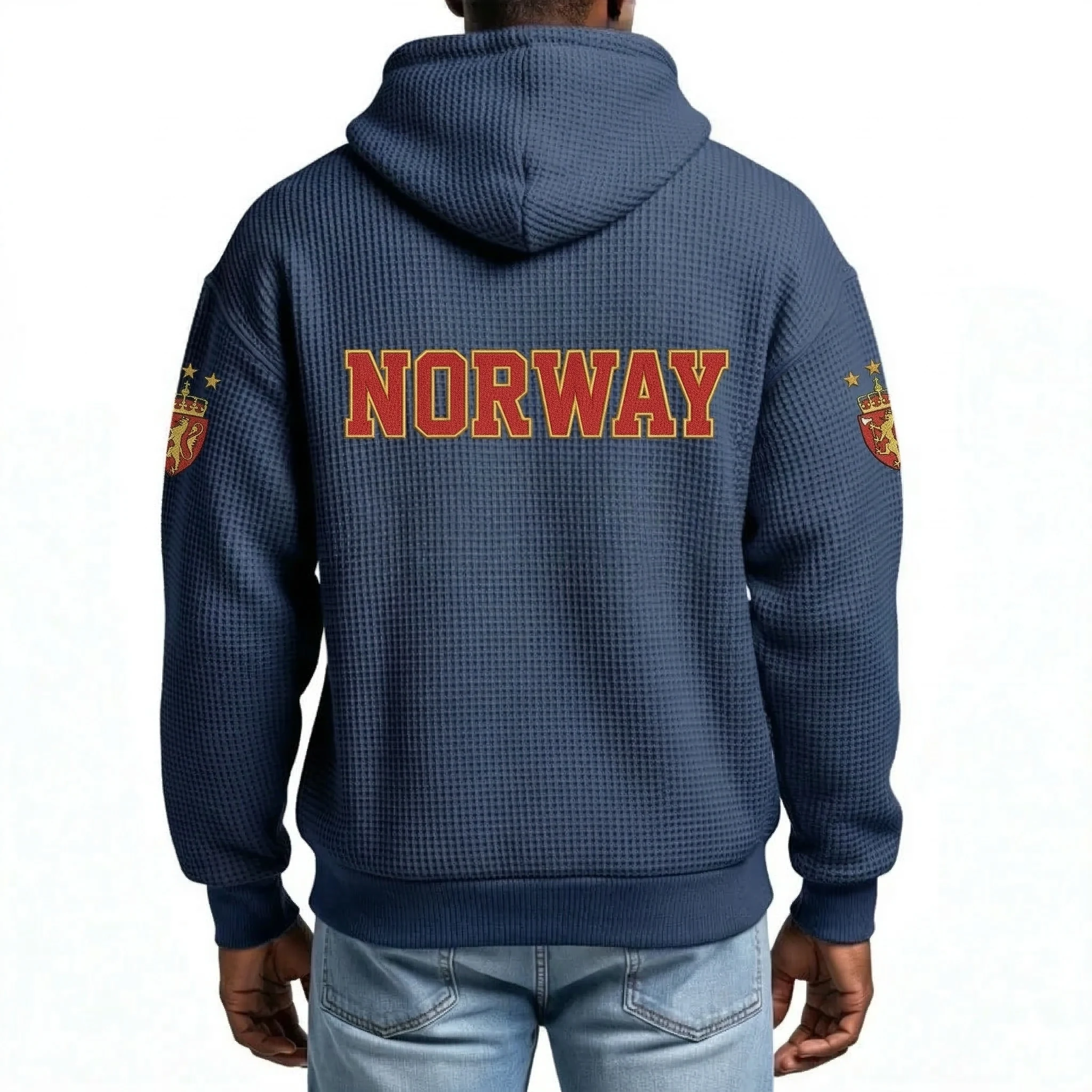 Norway Printed Waffle Quarter Zip Football Fan Hoodie
