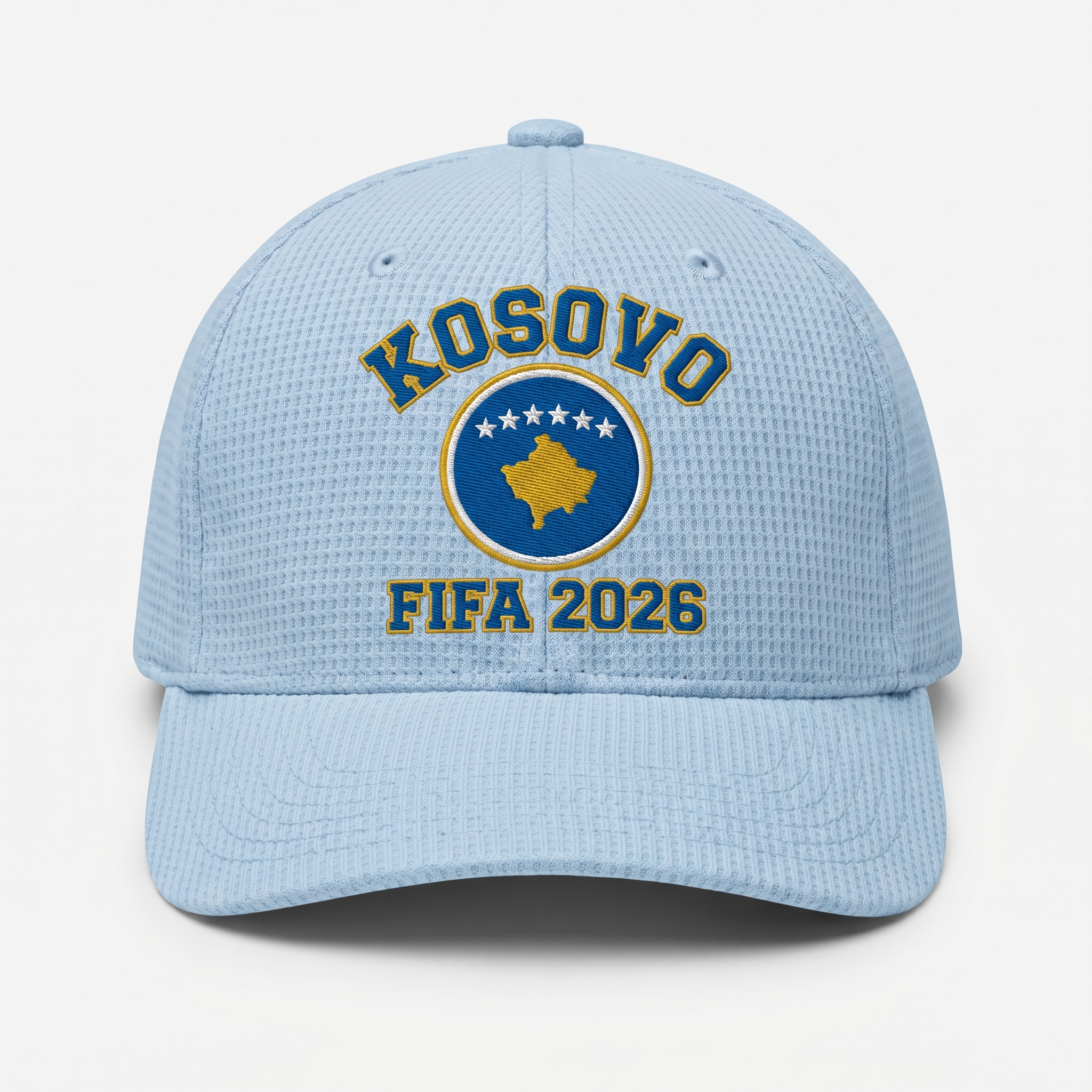 FIFA 2026 Kosovo Waffle Knit Cap in Light Blue