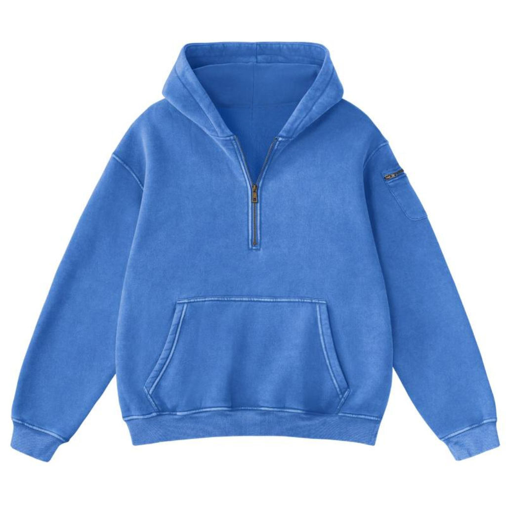 Vintage Design Half Zip Oversized Hoodie For Women