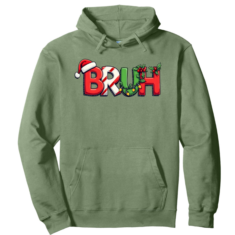Funny Christmas Bruh Printed Pullover Hoodie