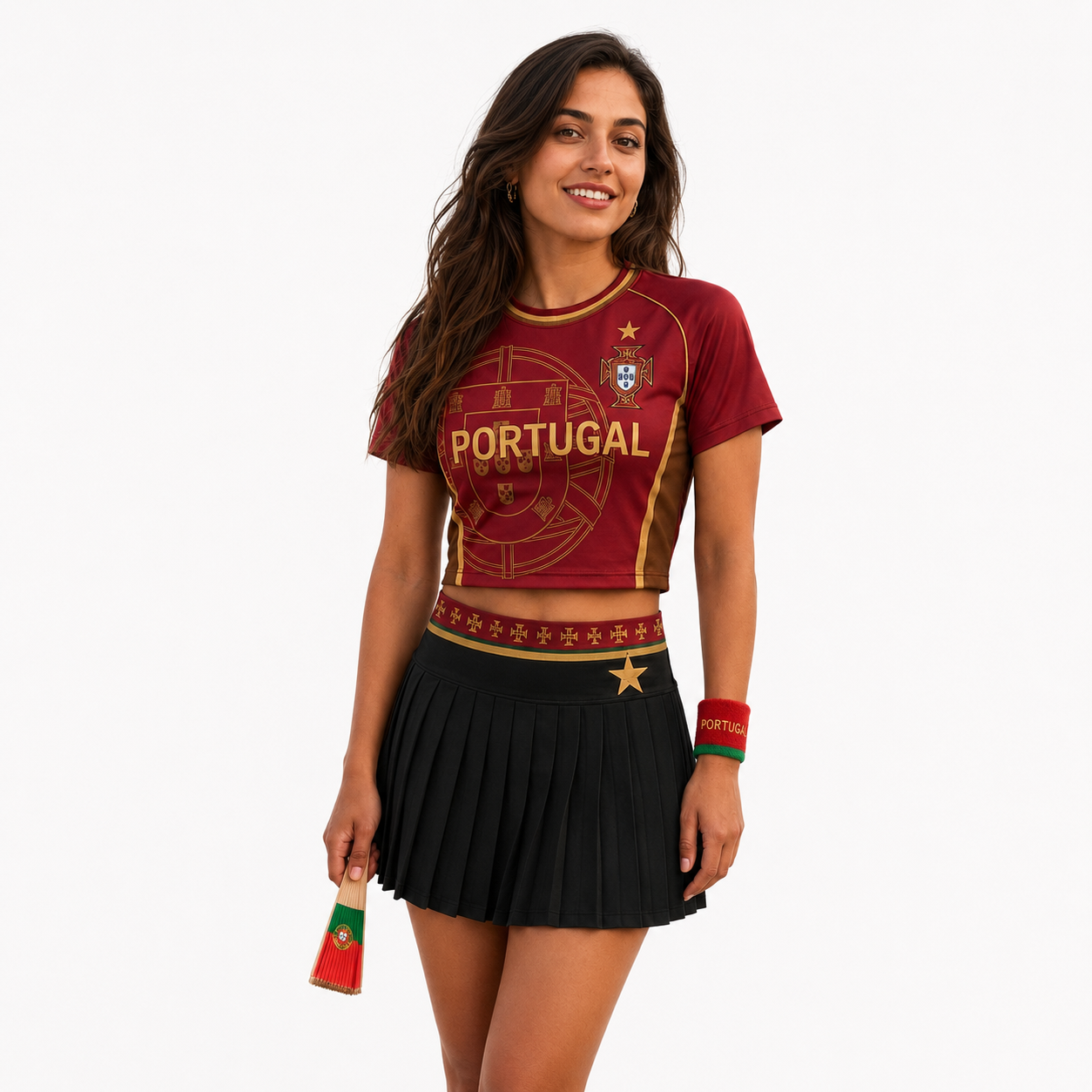 FIFA 2026 Portugal Football Themed Two Piece Skirt Set For Women