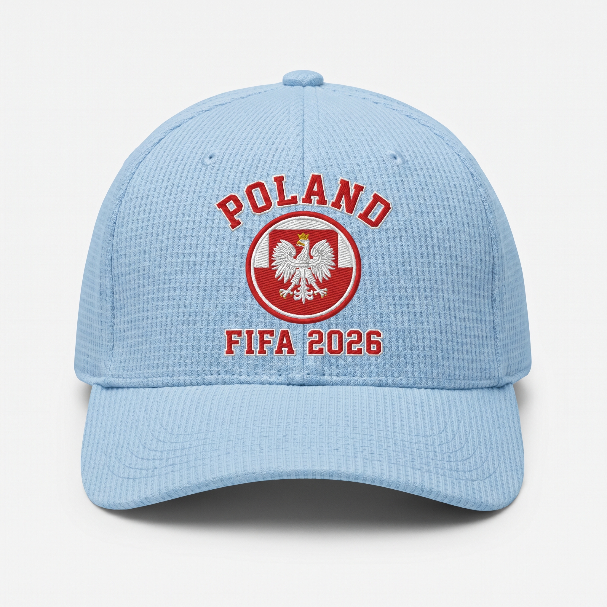 FIFA 2026 Poland Waffle Knit Cap in Light Blue