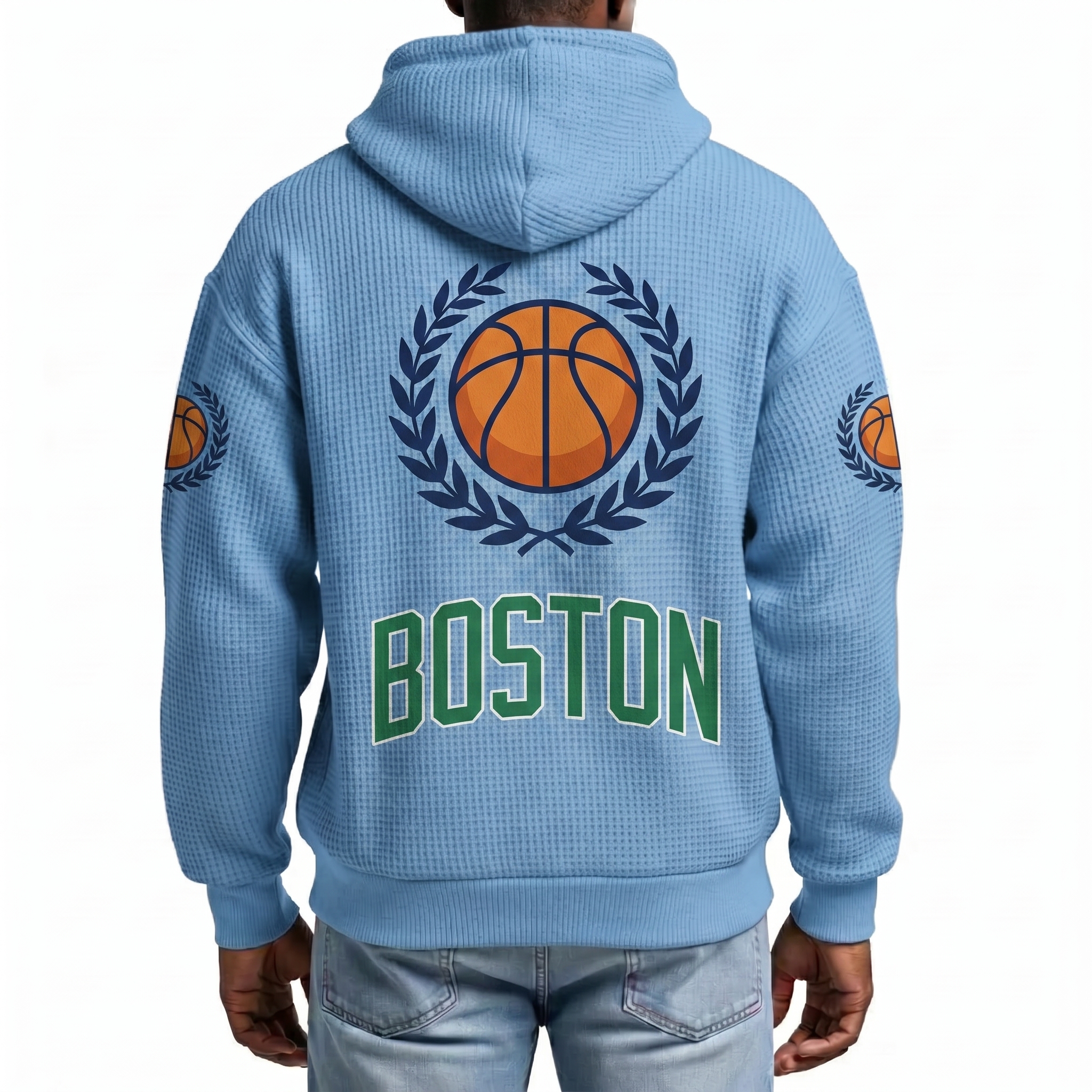 Boston Basketball EST 1946 Printed Waffle Quarter Zip Fan Hoodie