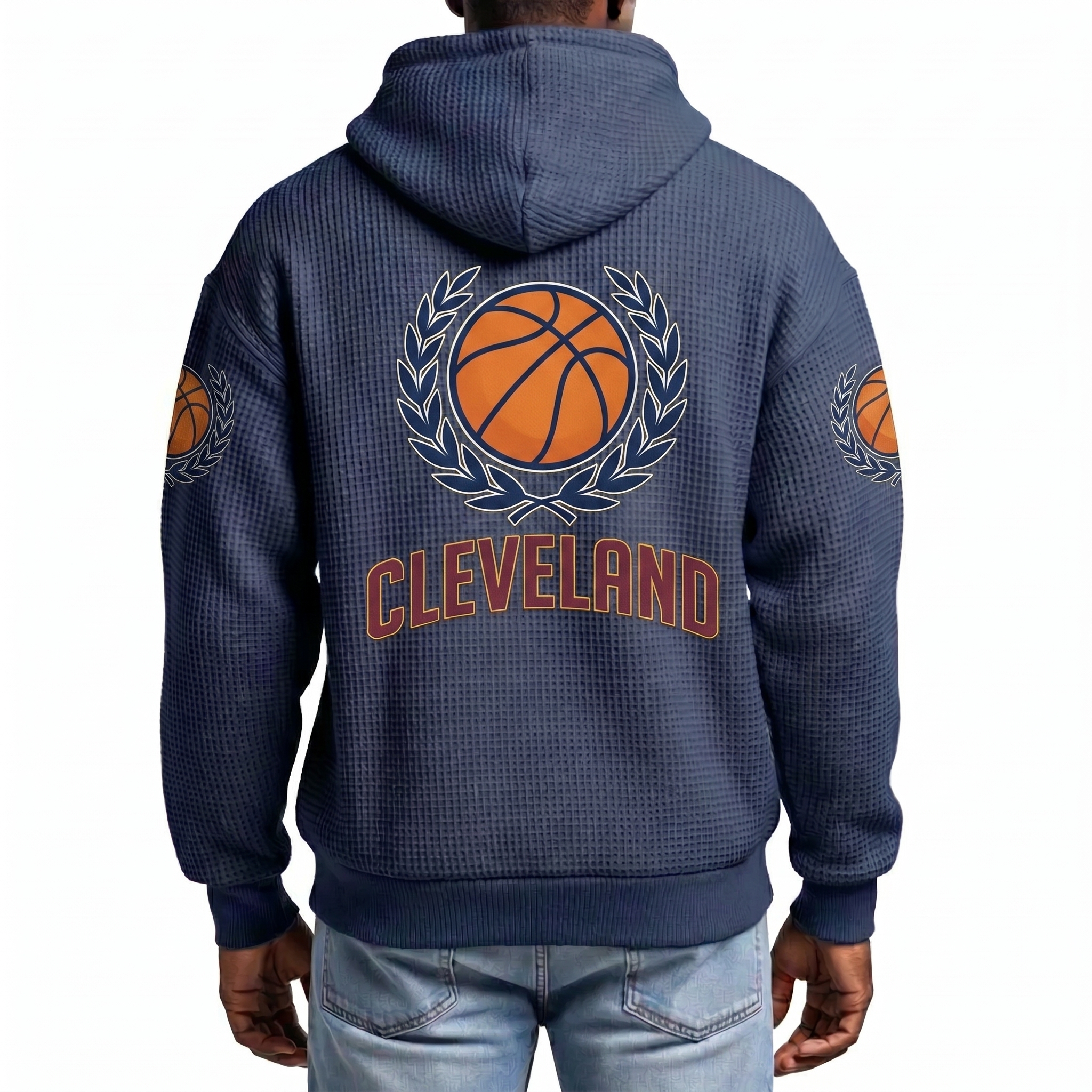 Cleveland Basketball EST 1970 Printed Waffle Quarter Zip Fan Hoodie