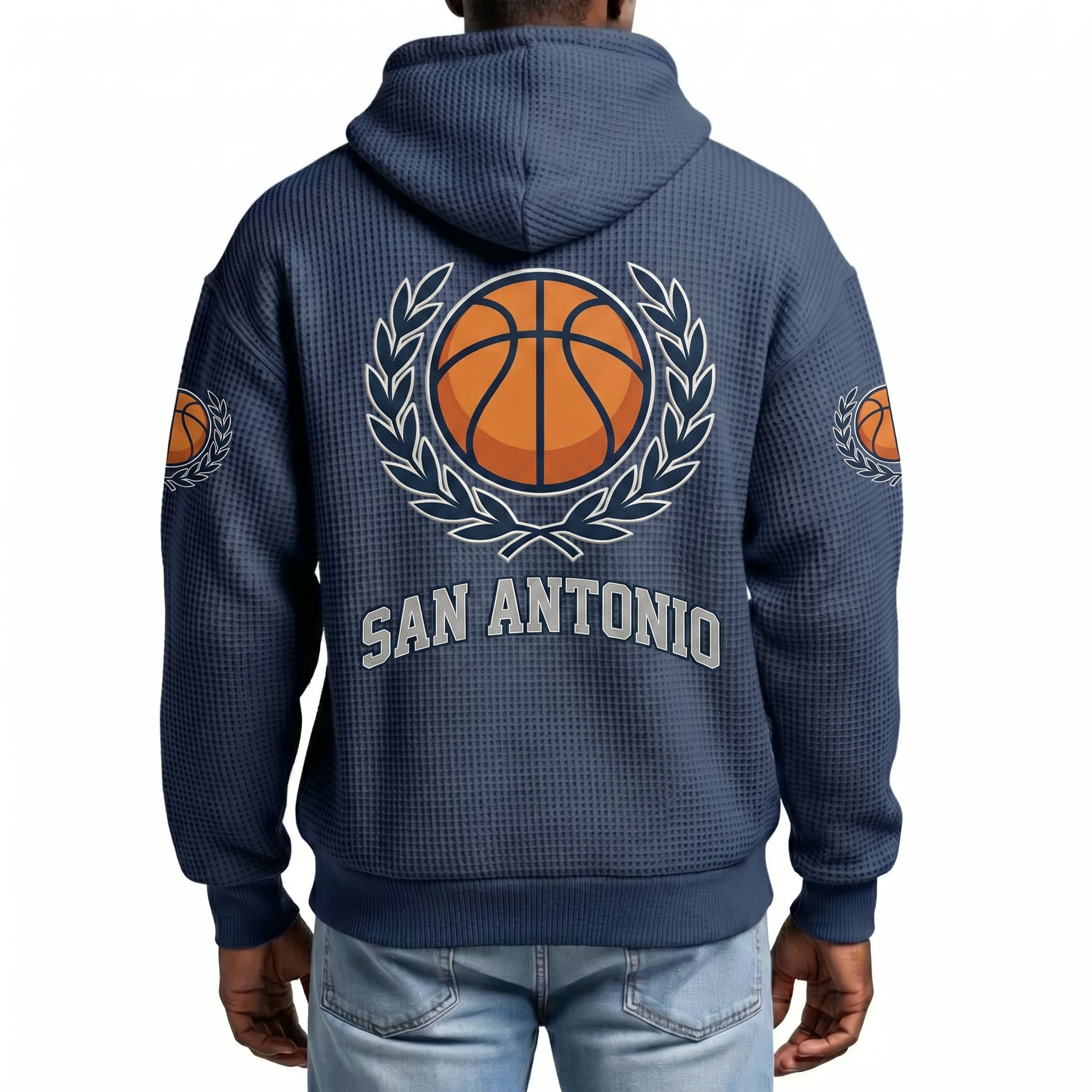San Antonio Basketball EST 1967 Printed Waffle Quarter Zip Fan Hoodie