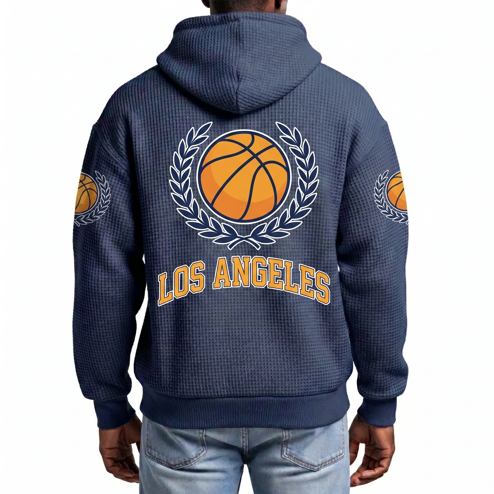 Los Angeles Basketball EST 1947 Printed Waffle Quarter Zip Fan Hoodie