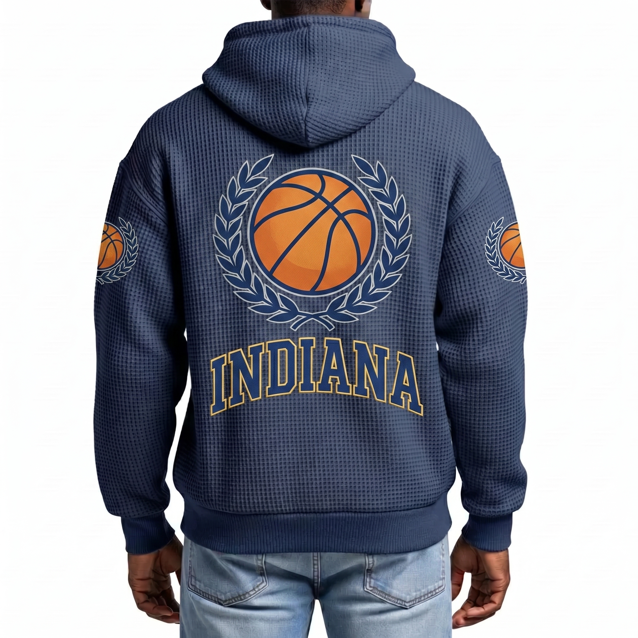 Indiana Basketball EST 1967 Printed Waffle Quarter Zip Fan Hoodie