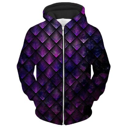 Purple Geometric Pattern Hoodie