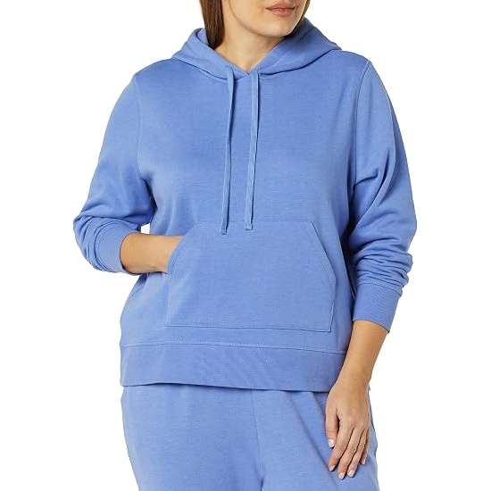 Regular Fit Midweight Fleece Pullover Hoodie With Kangaroo Pockets For Women