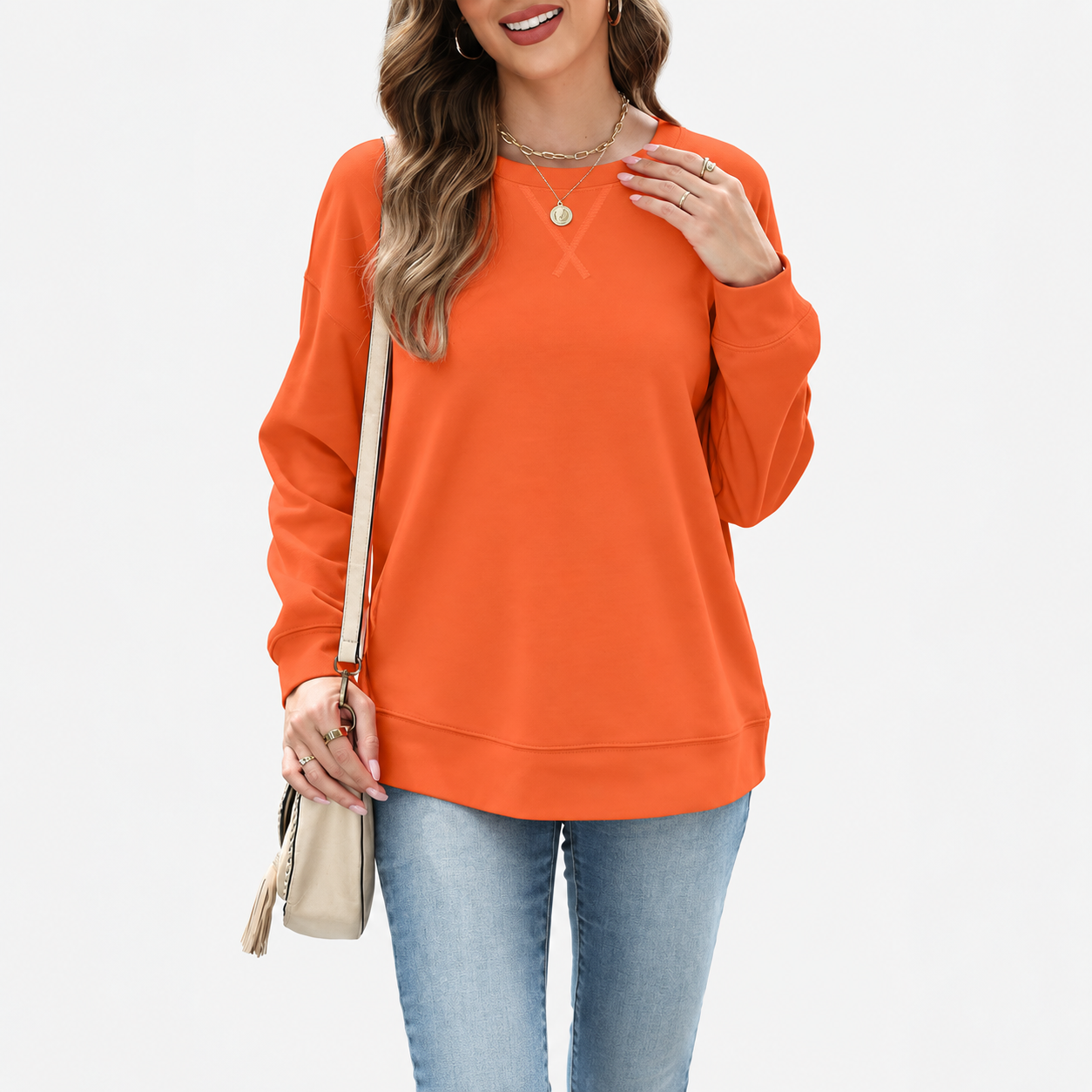 Long Sleeve Casual Sweatshirt Fall Pullover For Women