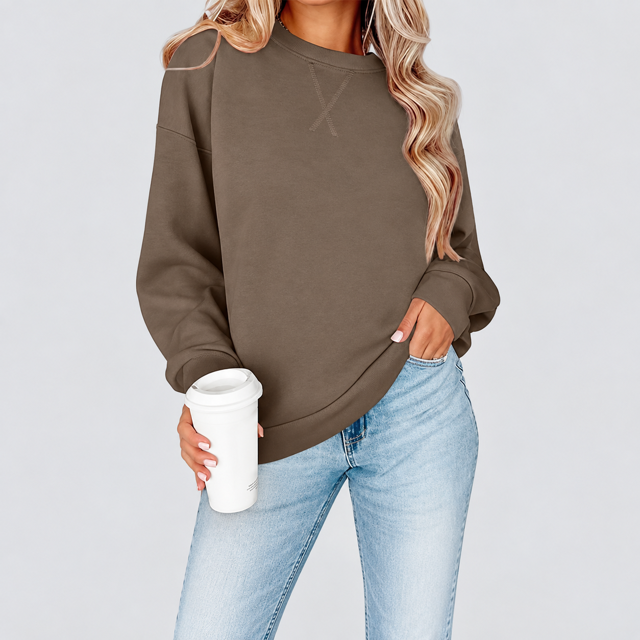 Long Sleeve Casual Sweatshirt Fall Pullover For Women