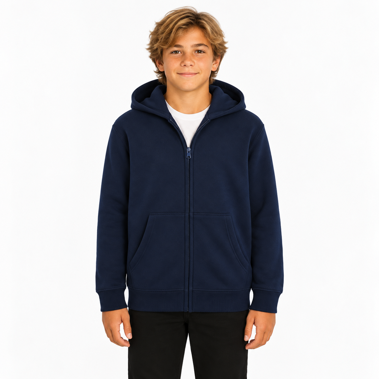 Zip Front Fleece Hoodie Sweatshirt For Boys