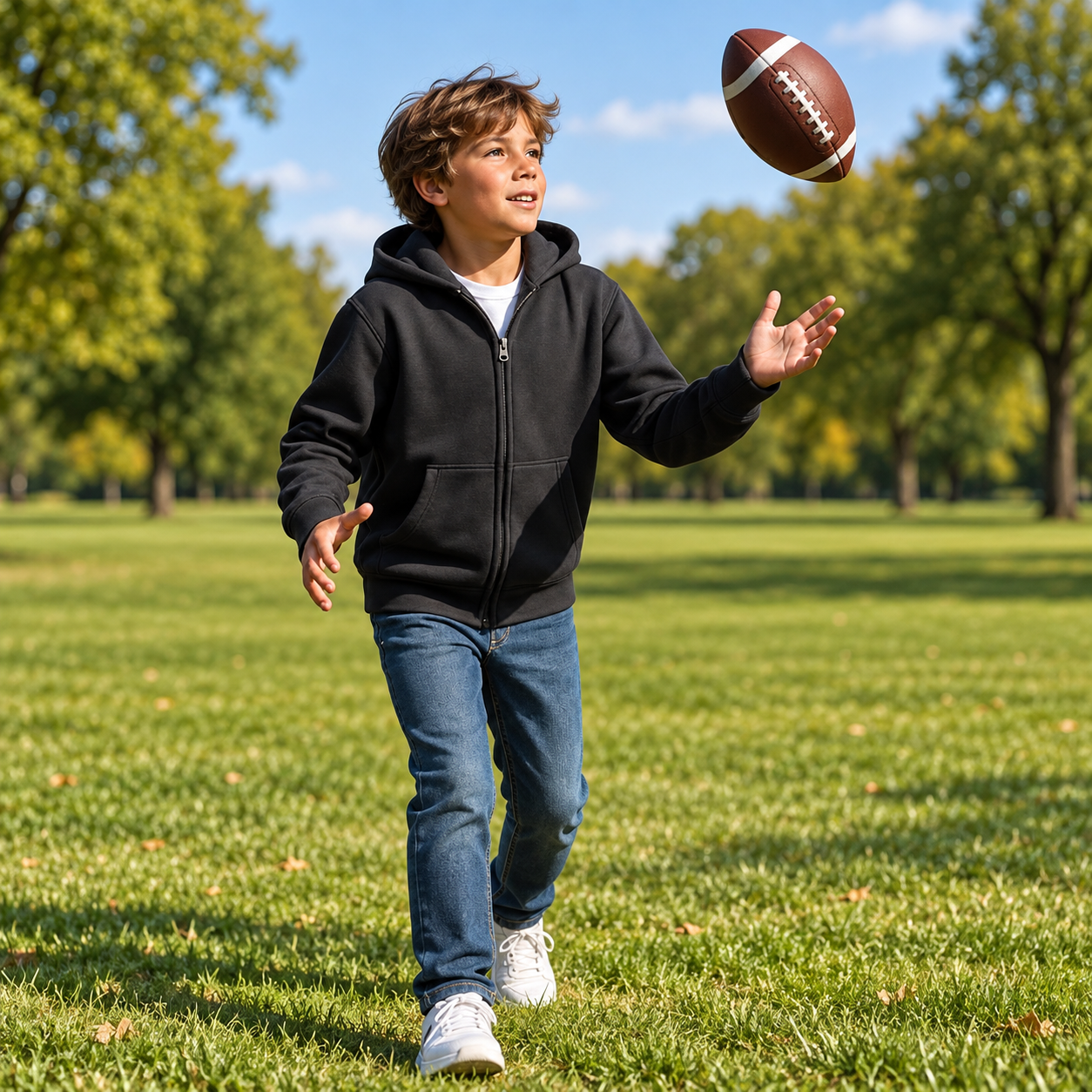 Zip Front Fleece Hoodie Sweatshirt For Boys