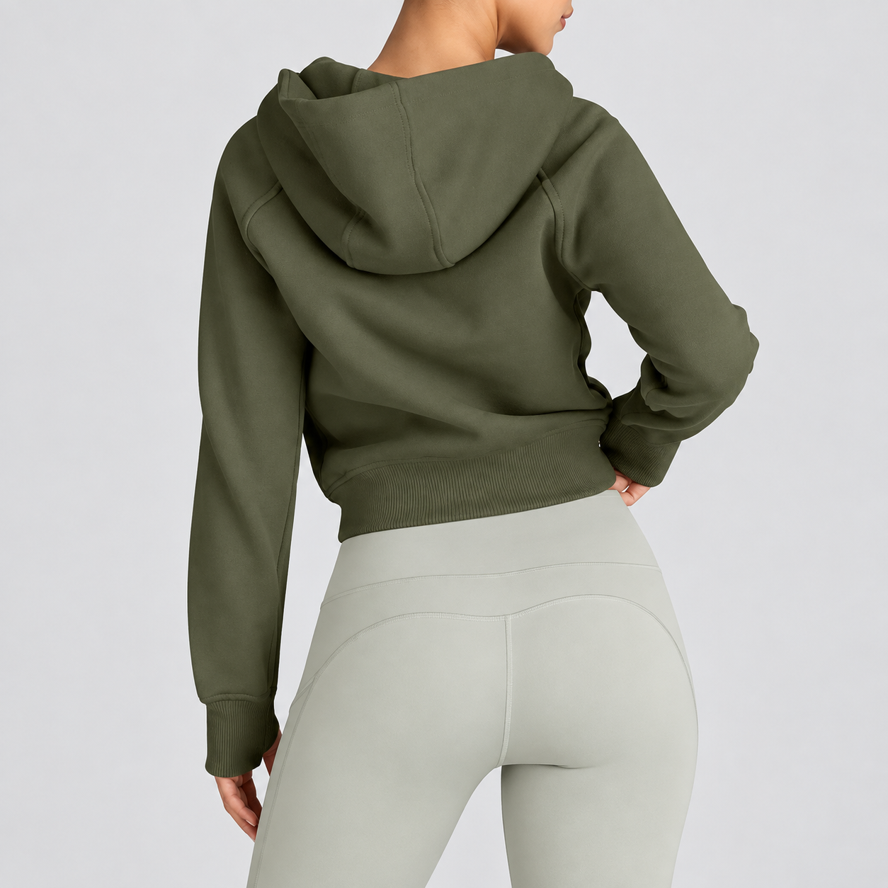 Cropped Casual Zip Up Hoodie For Women