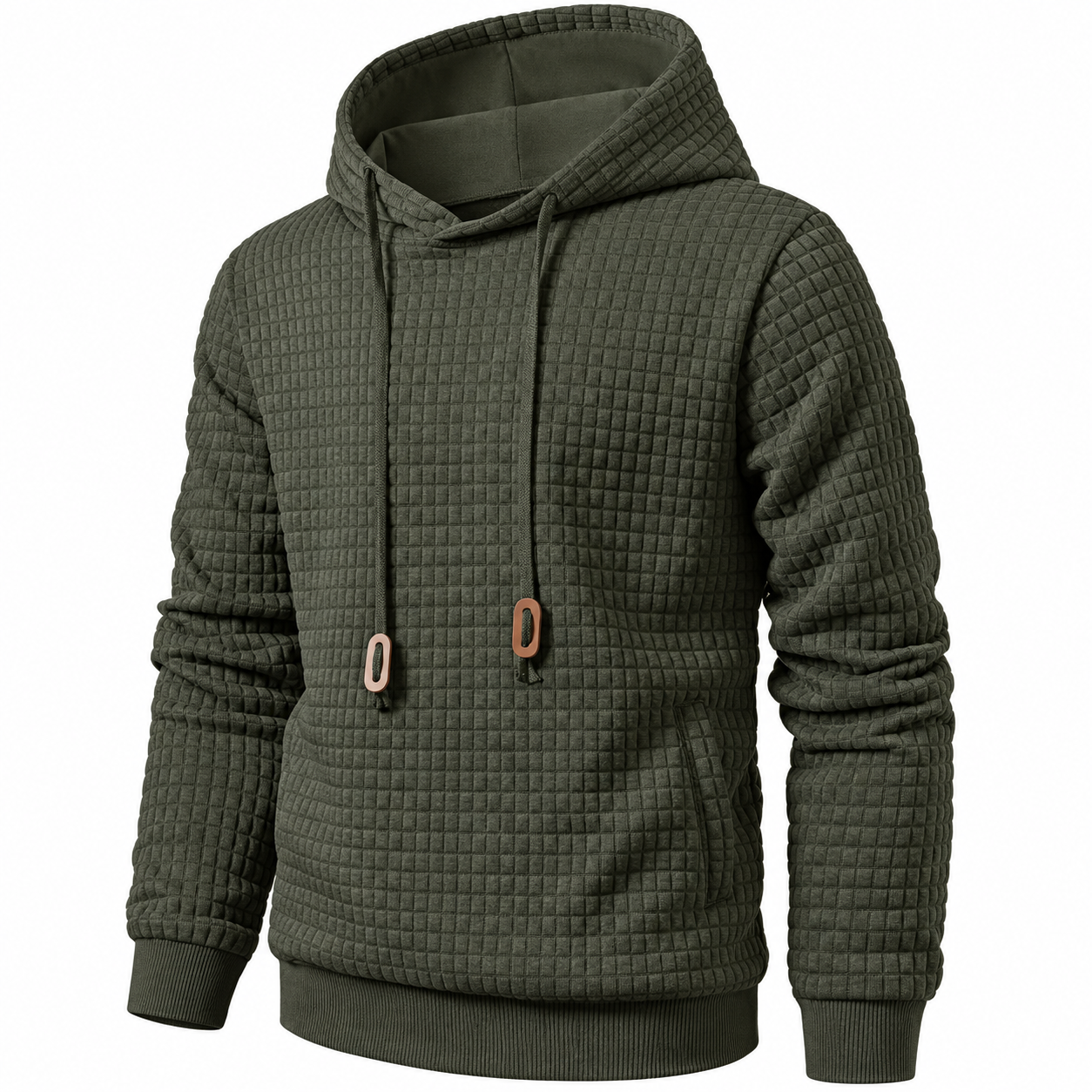 Long Sleeve Pullover Patchwork Plaid Hoodie For Men