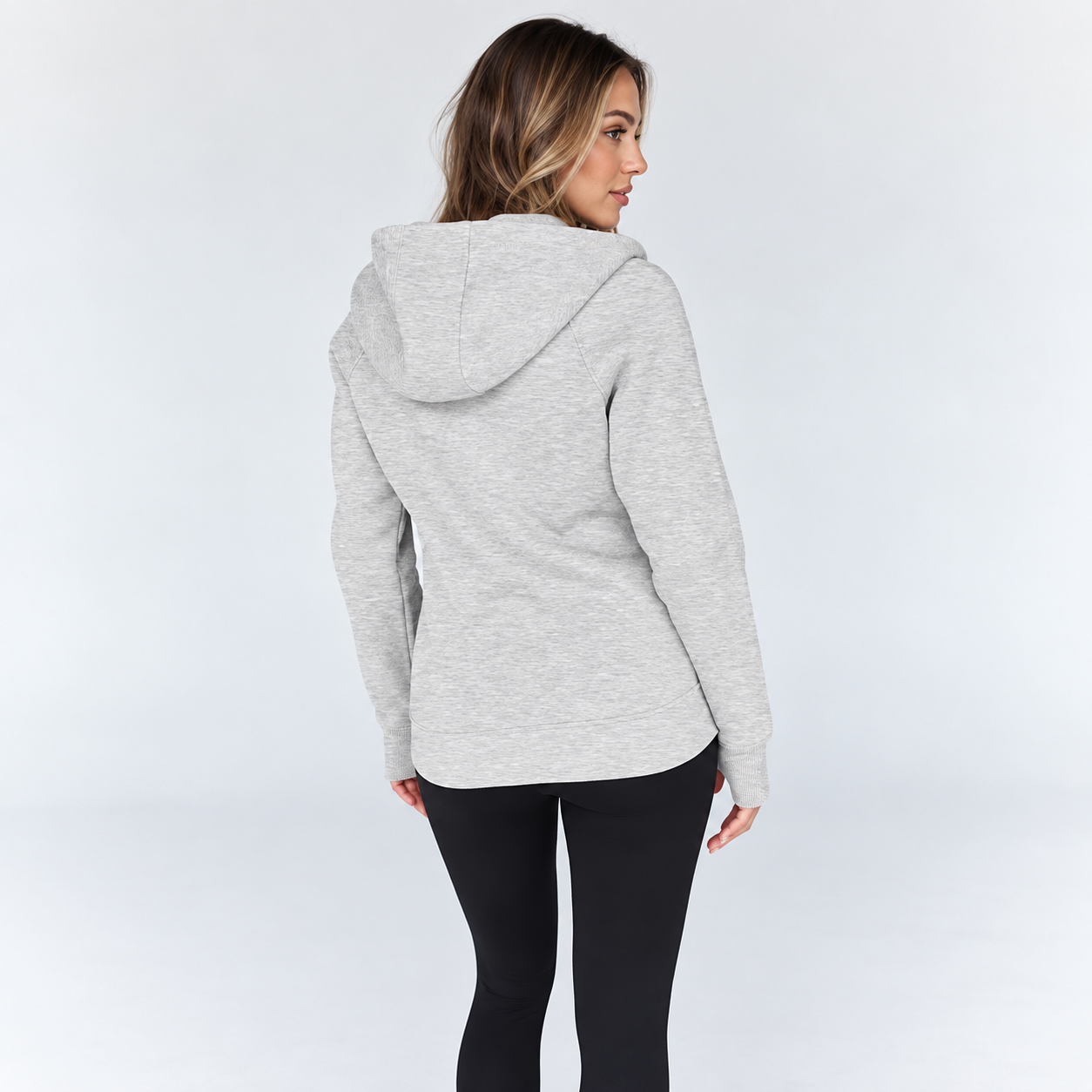 Slim Fit Zip Up Hooded Sweatshirt For Women